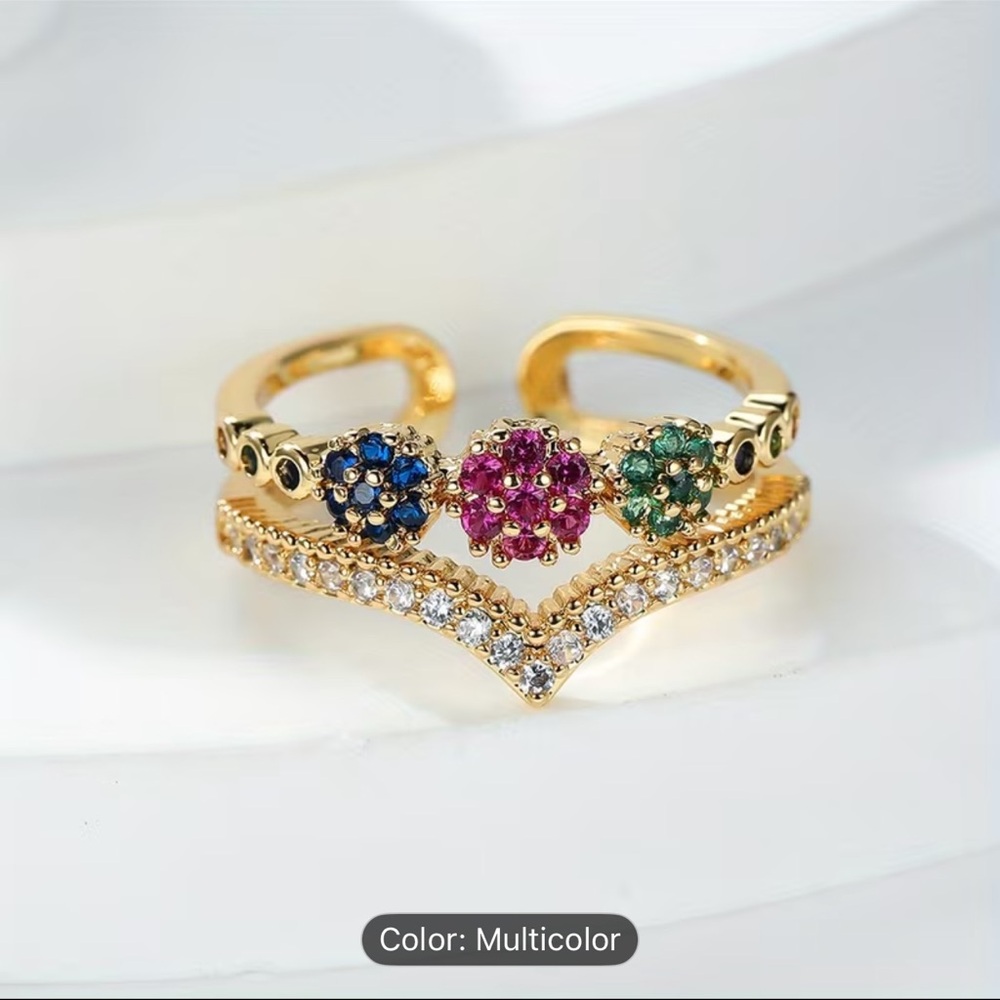 Elegant Multicolor Gemstone Gold Ring